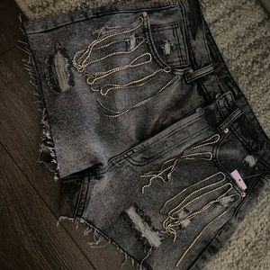 RHINESTONE FRINGE SHORTS